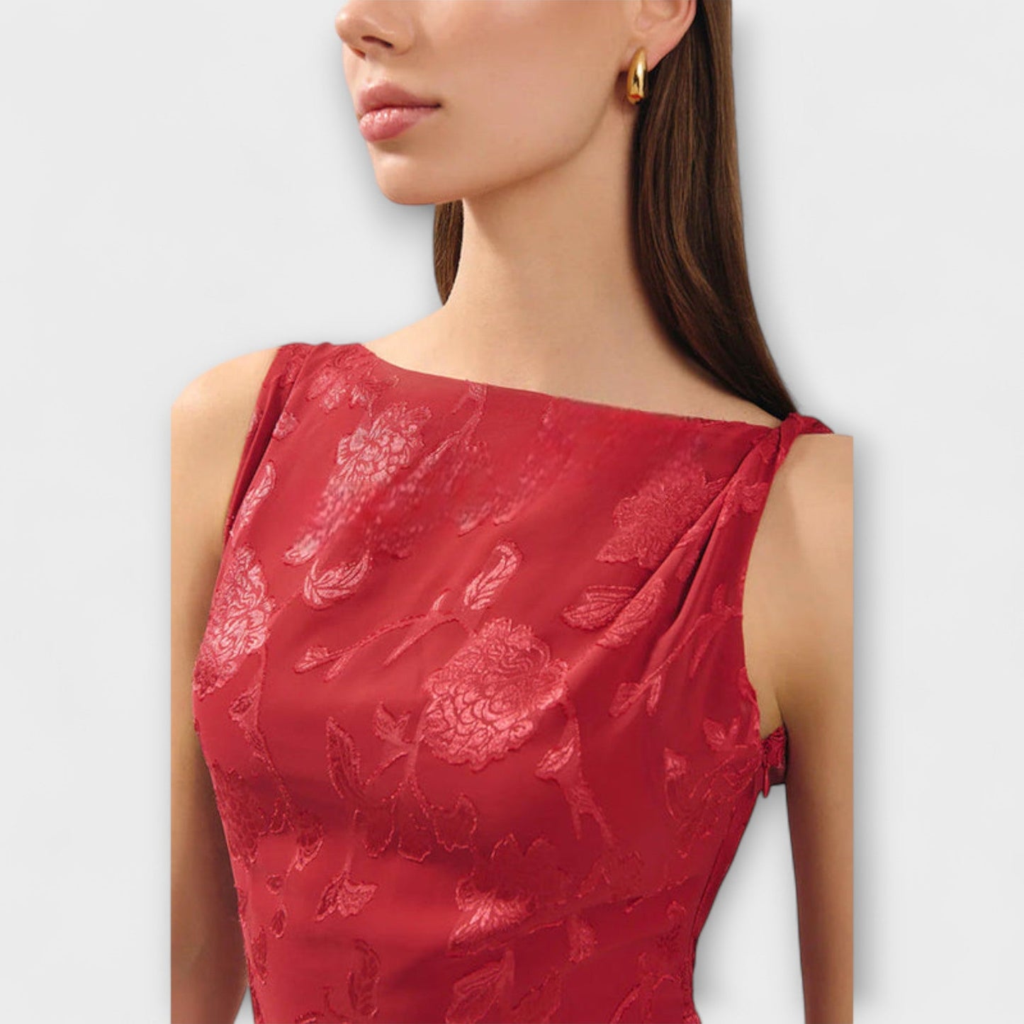 Opale - Robe Maxi Jacquard Chic Sans Dos pour Événements