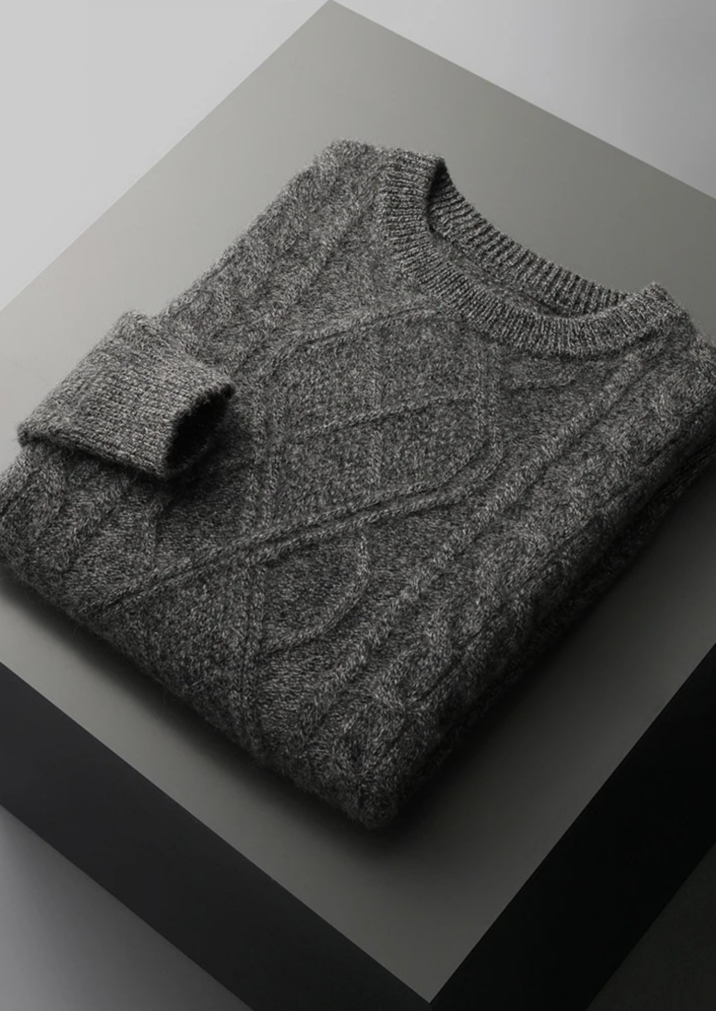 Pull à col rond en tricot torsadé pour hommes - Indispensable cosy de l'hiver