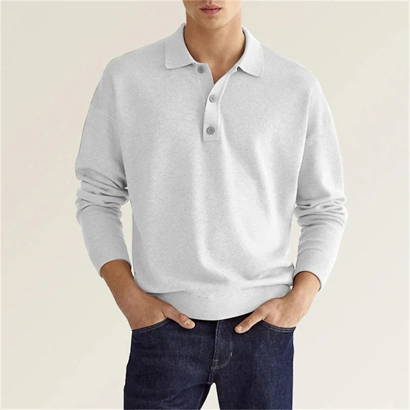 Polo à Manches Longues à Demi-Bouton pour Hommes - Vêtements en Coton Élégants pour Toutes les Occasions
