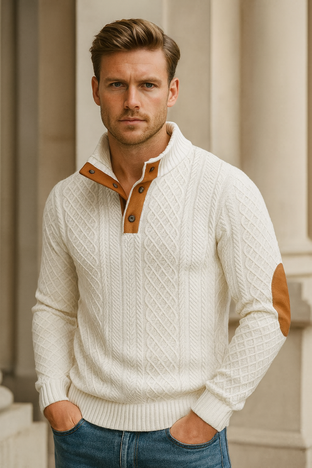 Pull en Tricot pour Hommes - Style Jacquard pour un Look Smart Casual
