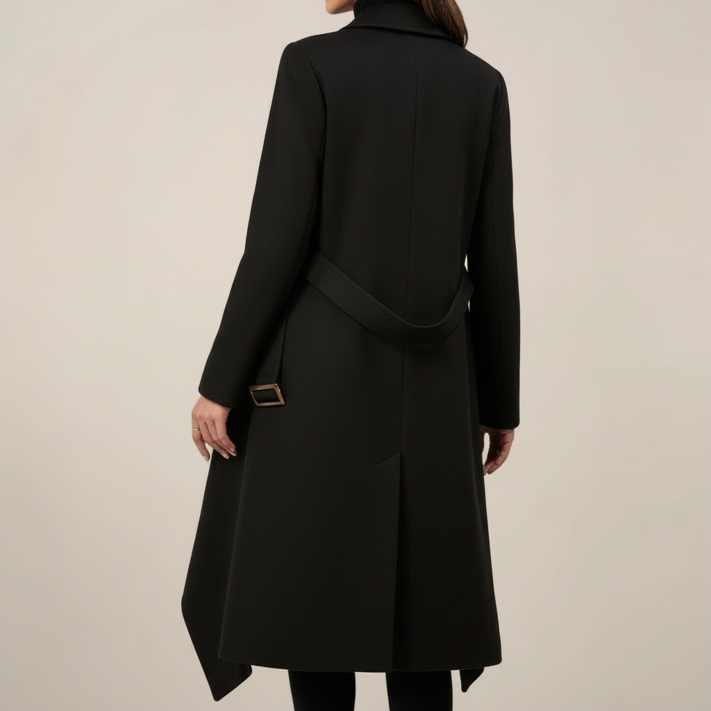 Manteau Long Femme Chic à Double Boutonnage - Design Élégant avec Ceinture pour l'Automne et l'Hiver
