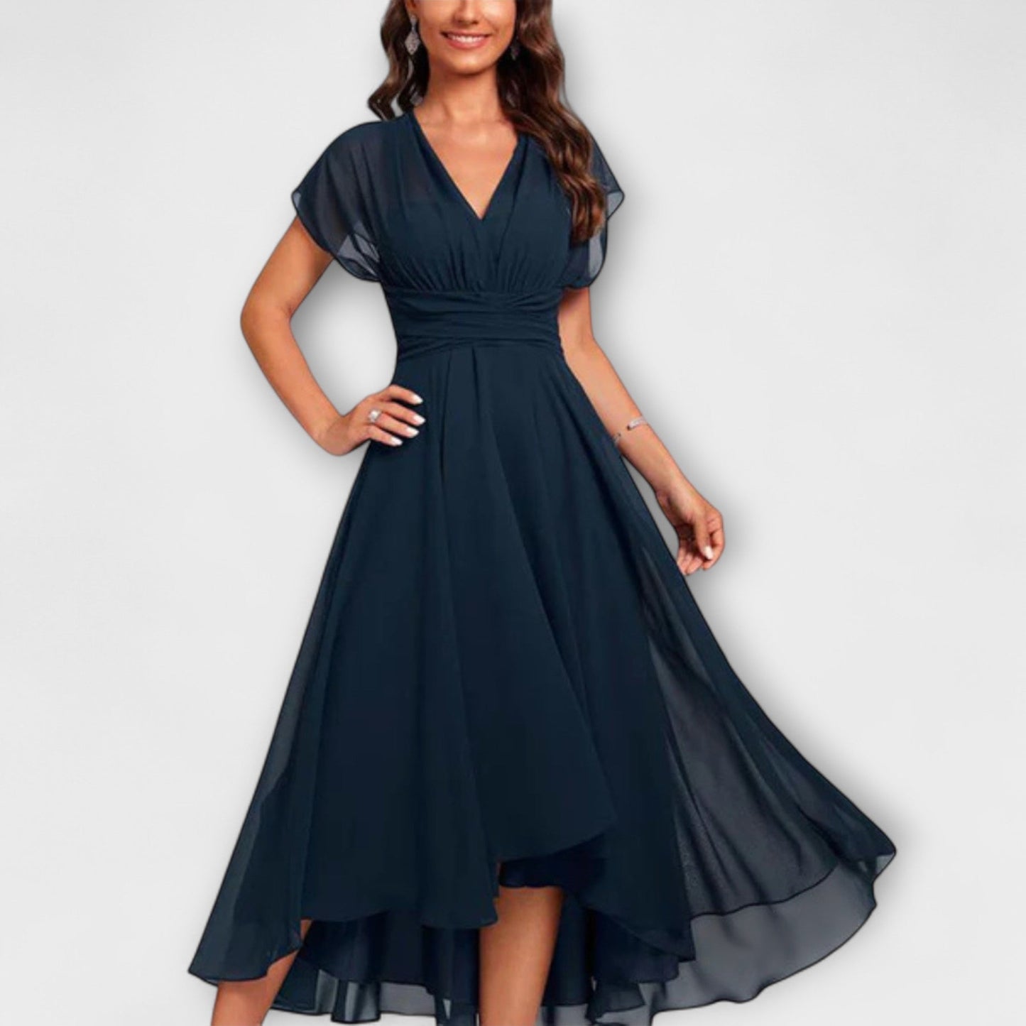 Christina - Robe A-Line à Col V Élégante pour Toutes les Occasions
