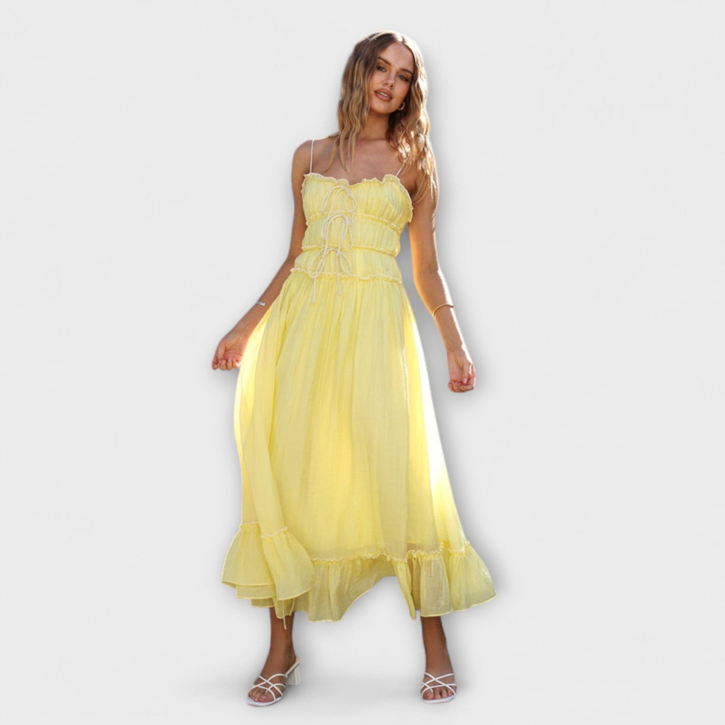 Celine - Robe Midi à Volants Chic pour Événements