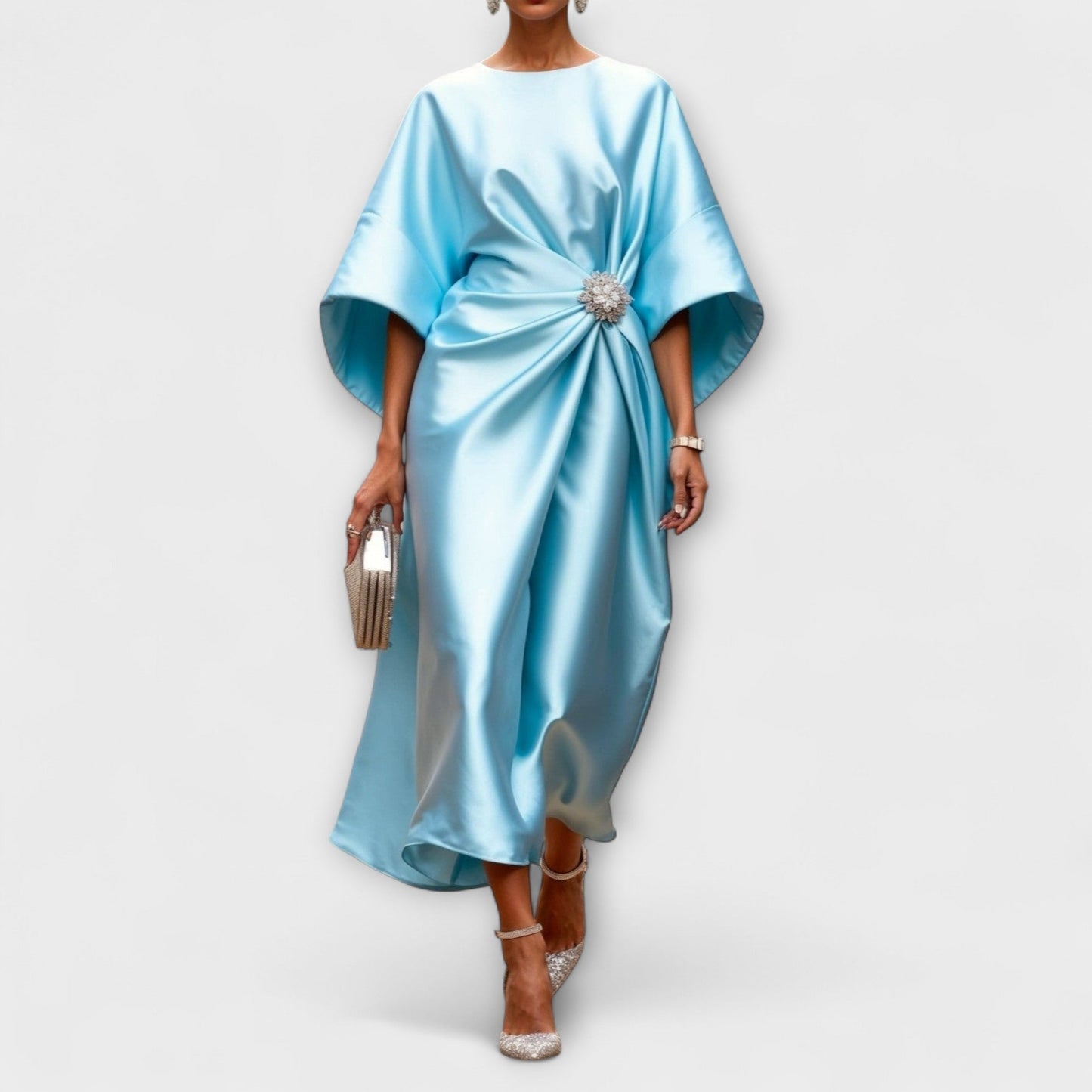 Robe Maxi Satin Élegante et Scintillante pour Occasions Spéciales