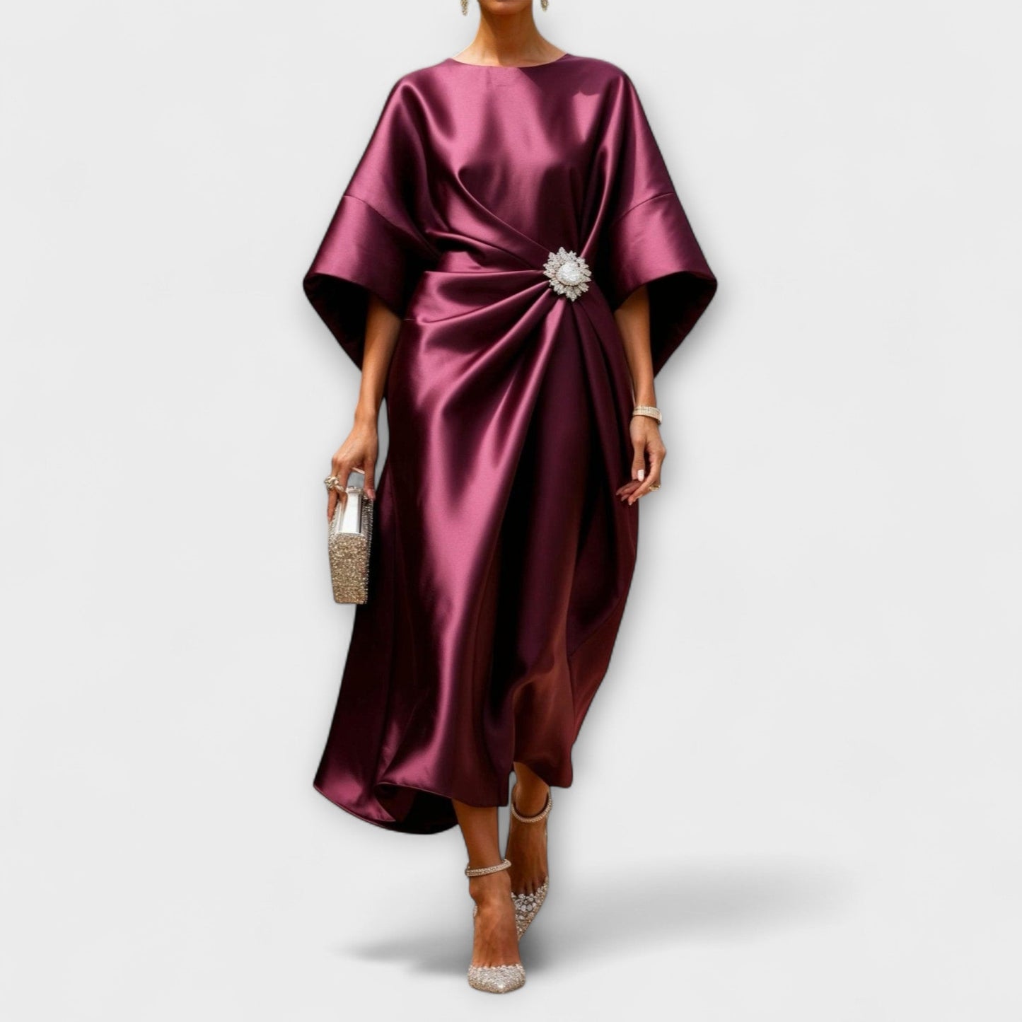 Robe Maxi Satin Élegante et Scintillante pour Occasions Spéciales