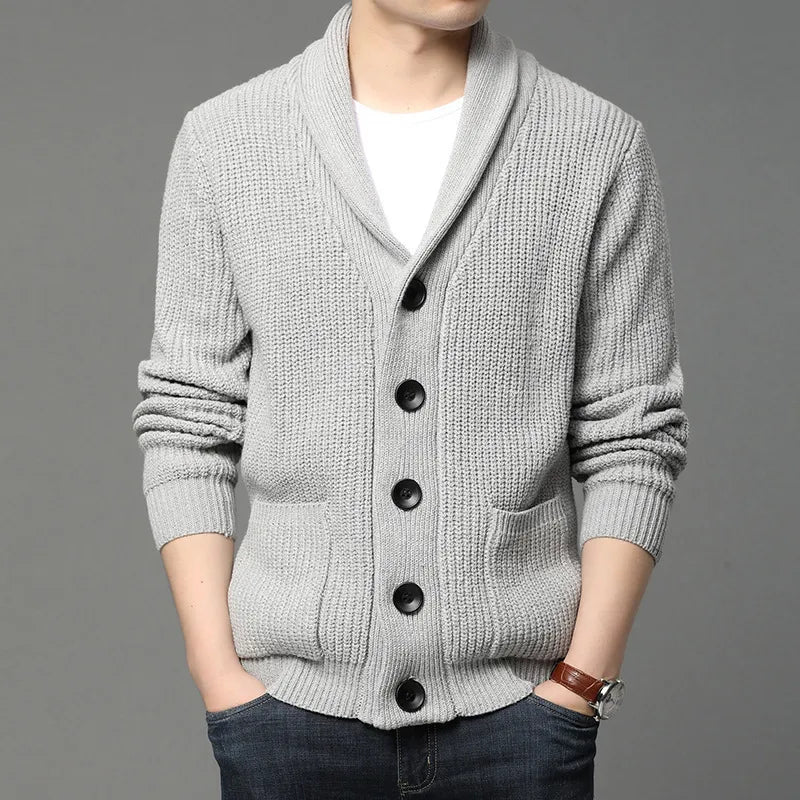 Cardigan pour hommes à col châle - Tricot côtelé pour toutes les occasions