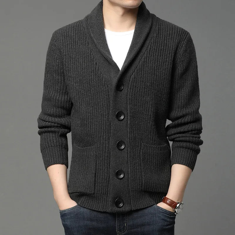 Cardigan pour hommes à col châle - Tricot côtelé pour toutes les occasions