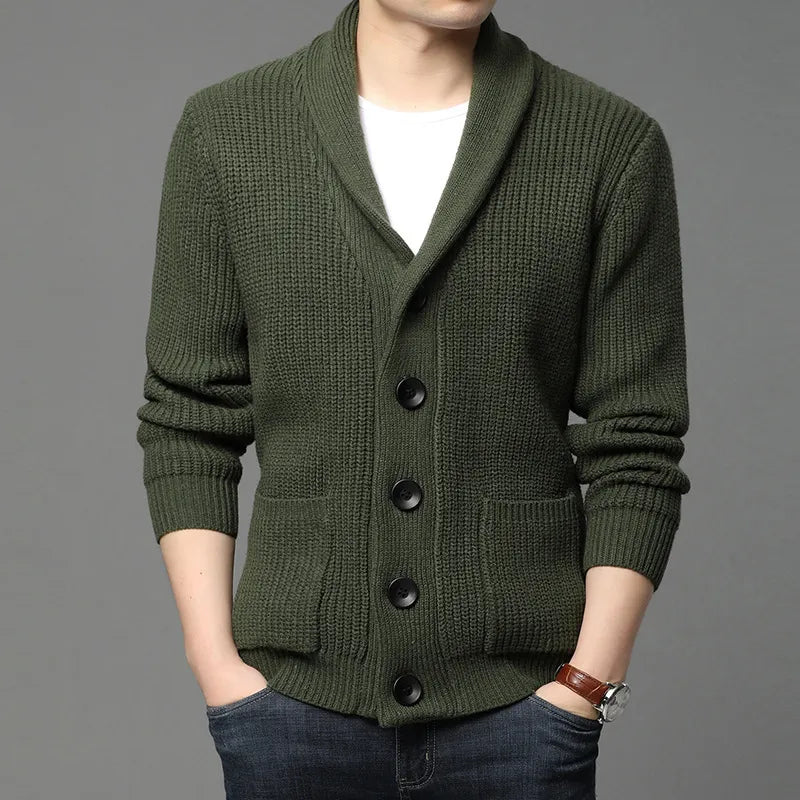 Cardigan pour hommes à col châle - Tricot côtelé pour toutes les occasions