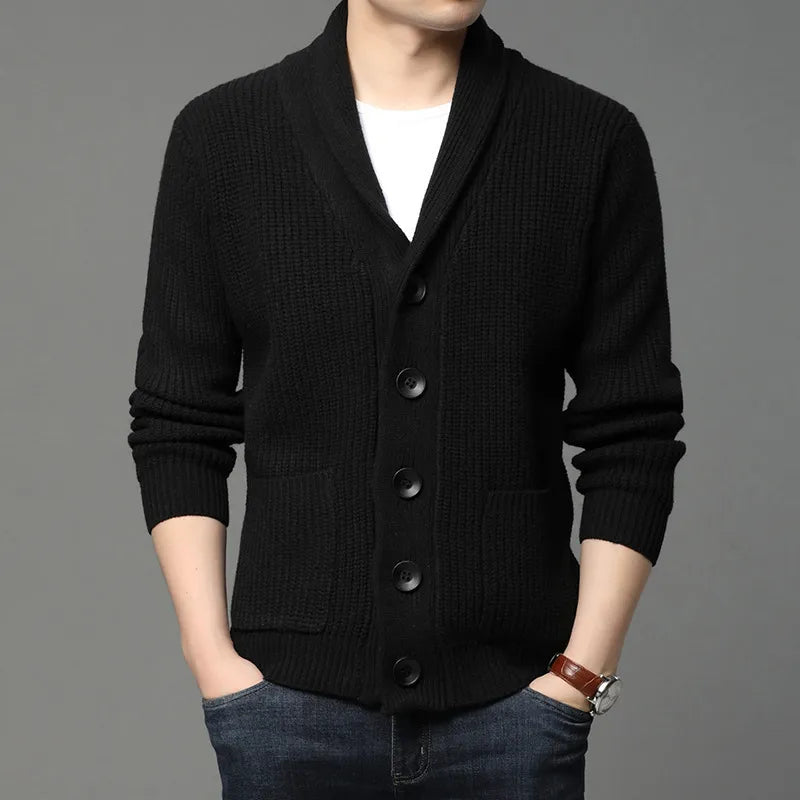Cardigan pour hommes à col châle - Tricot côtelé pour toutes les occasions