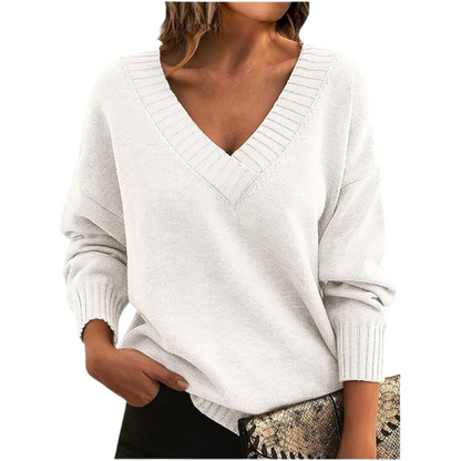 Jennifer - Pull en Tricot V-Cou Confortable pour un Usage Quotidien