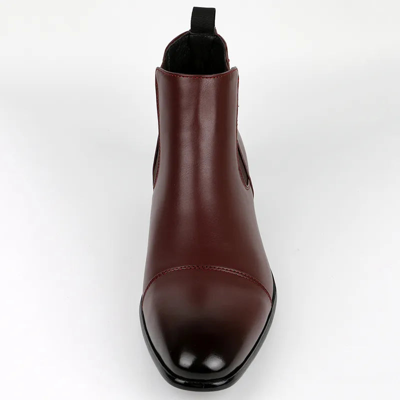 Bottines Chelsea en Similicuir pour Hommes avec Design à Bout Cap