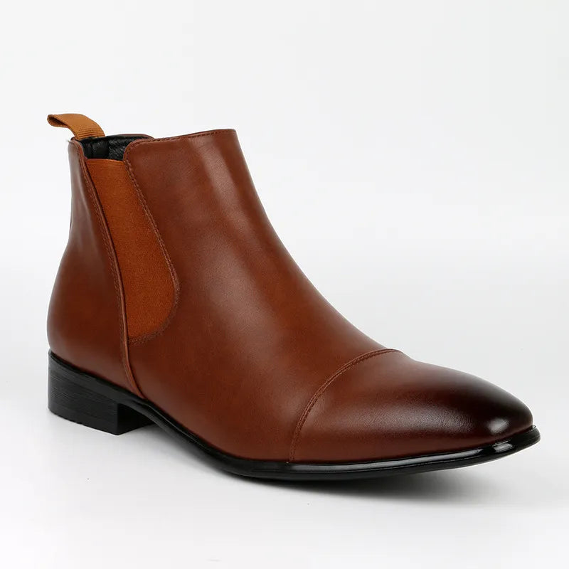 Bottines Chelsea en Similicuir pour Hommes avec Design à Bout Cap