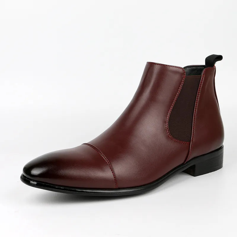Bottines Chelsea en Similicuir pour Hommes avec Design à Bout Cap