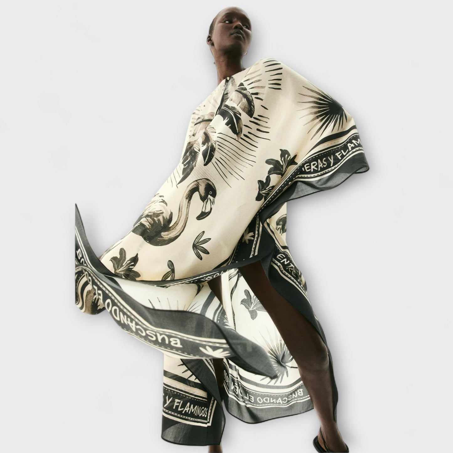 Melissa - Robe Maxi Kaftan Imprimé Flamant Rose Éclatant pour Plage