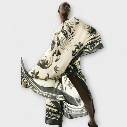 Melissa - Robe Maxi Kaftan Imprimé Flamant Rose Éclatant pour Plage