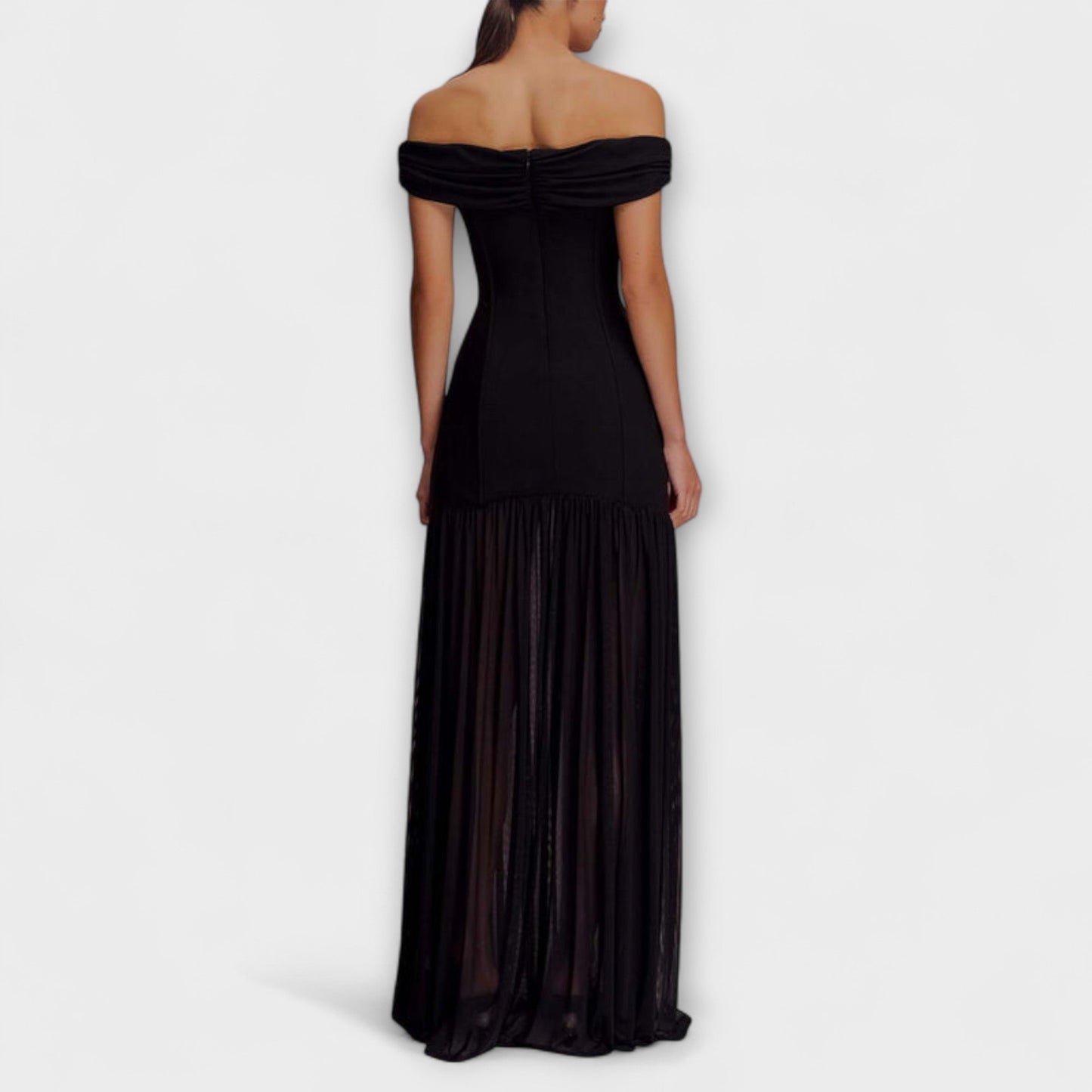 Robe Maxi Sans Manches Embellie Florale pour Événements