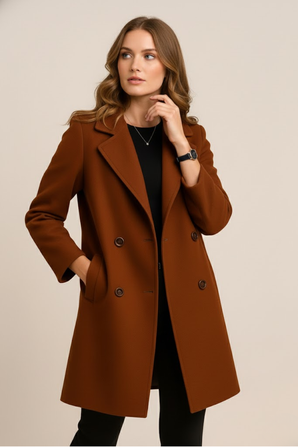 Manteau Long Chic pour Femmes avec Col Large pour Toutes Occasions