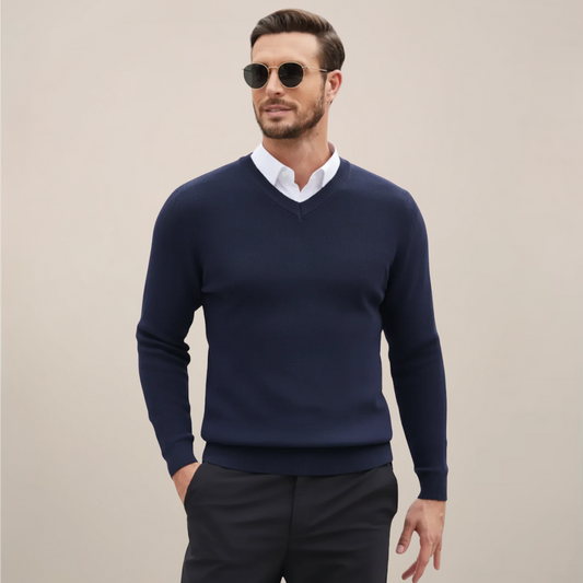 Pull en Tricot V-Cou Classique pour Hommes pour l'Automne & l'Hiver