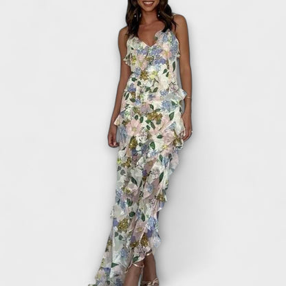 Robe Chic à Volants avec Imprimé de Bretelles pour Toutes Occasions