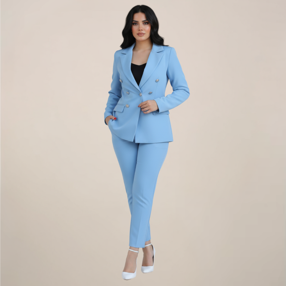 Blazer Chic pour Femme et Ensemble de Pantalon Slim pour Toutes Occasions