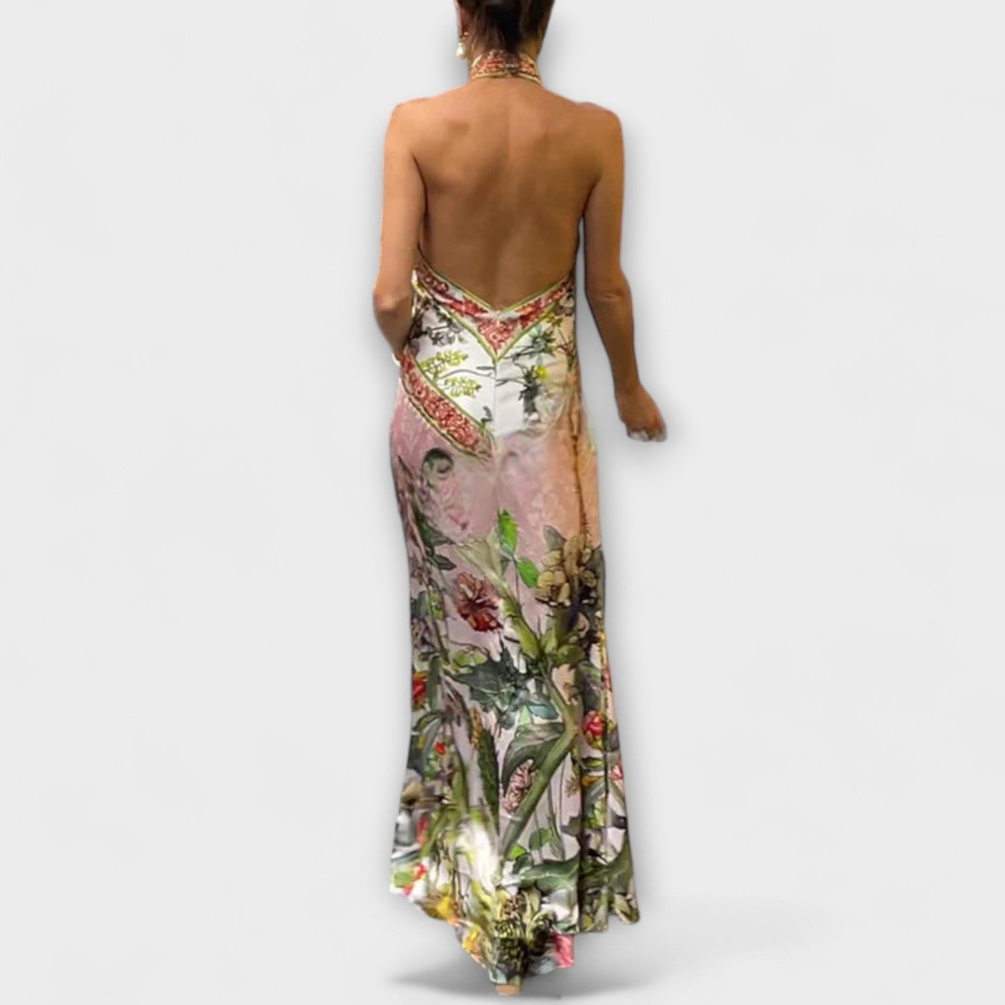 Robe Maxi Sans Manches à Dos Ouvert pour Événements d'Été