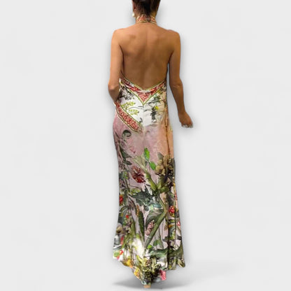 Robe Maxi Sans Manches à Dos Ouvert pour Événements d'Été