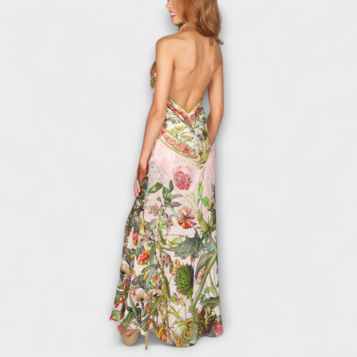 Robe Maxi Sans Manches à Dos Ouvert pour Événements d'Été