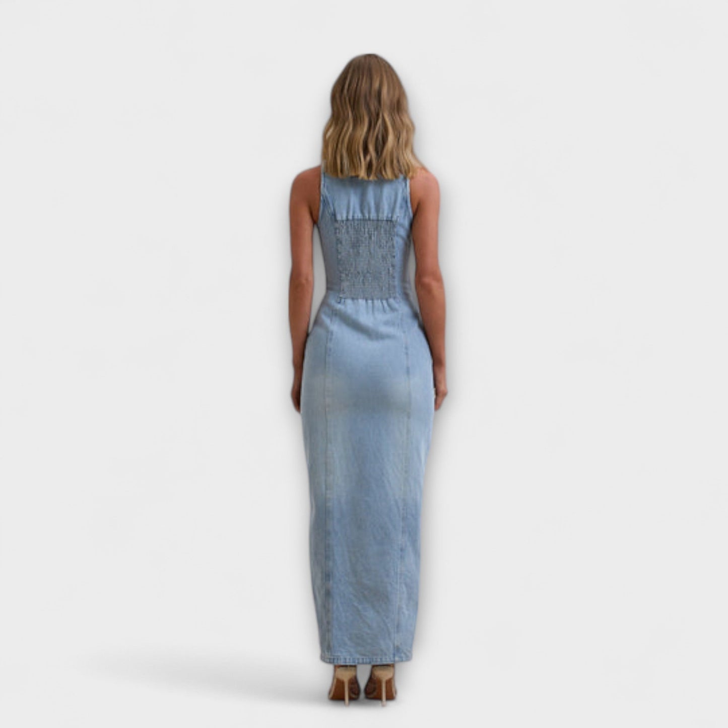 Robe Maxi en Denim Lavage Moyen Chic pour Toutes les Occasions