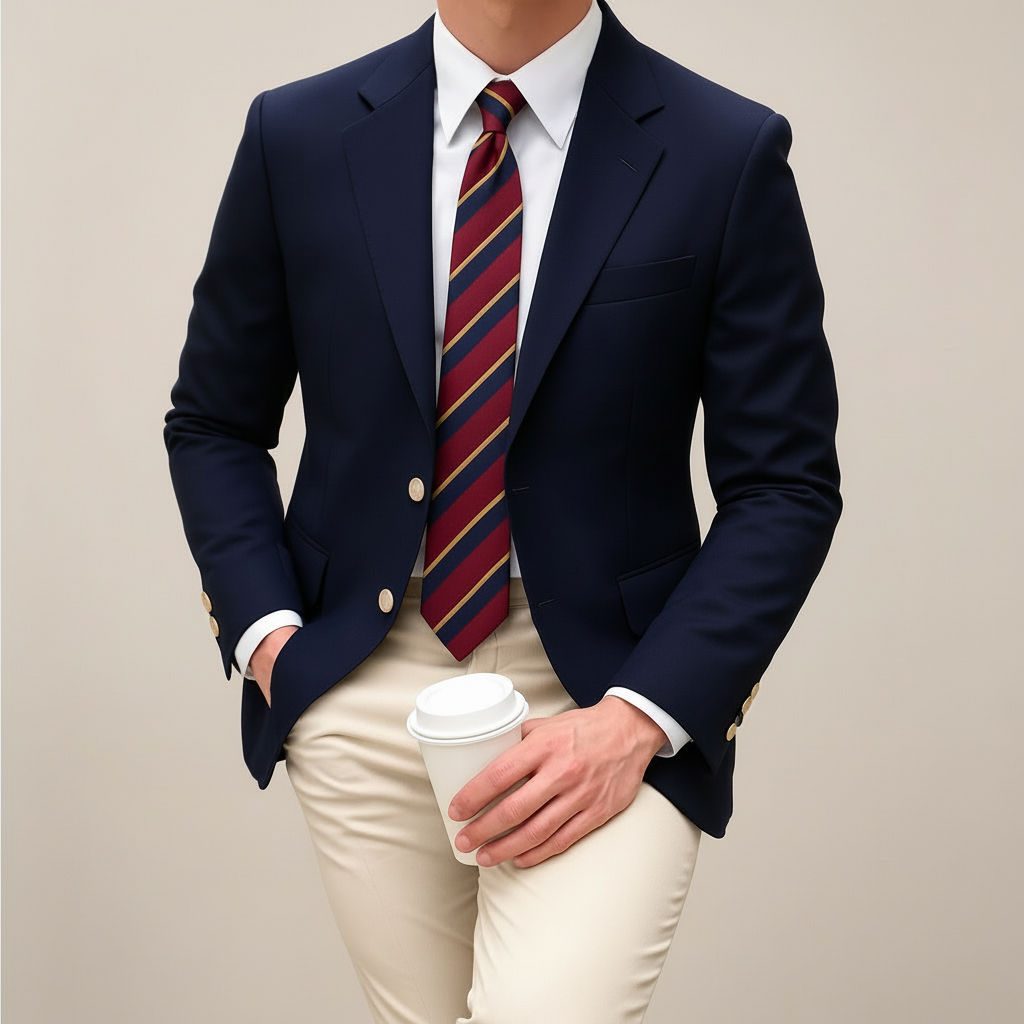 Blazer Classique pour Hommes avec Revers Notch et Accents Dorés