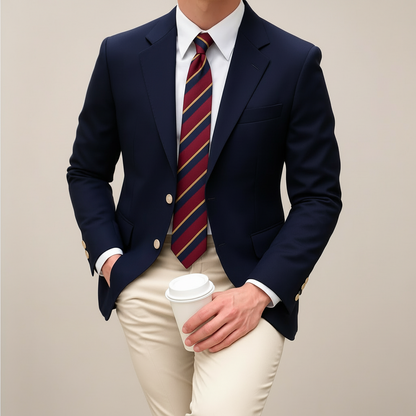 Blazer Classique pour Hommes avec Revers Notch et Accents Dorés
