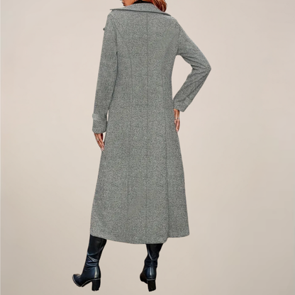 Manteau Long Croisé pour Femmes - Design Élégant avec Revers pour l'Automne & l'Hiver