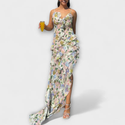 Robe Chic à Volants avec Imprimé de Bretelles pour Toutes Occasions