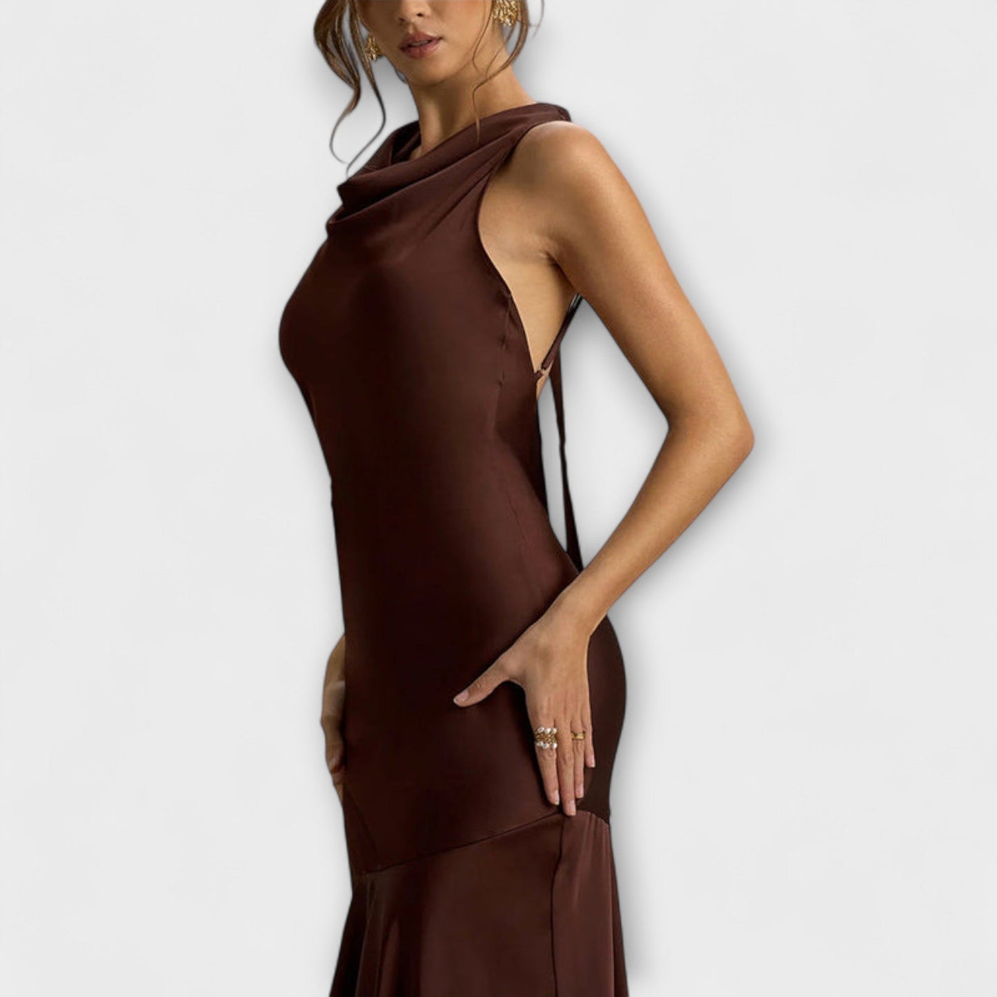 Robe Maxi en Satin pour Occasions Spéciales