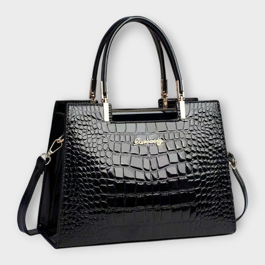 Sac à main en motif crocodile brillant pour occasions chics