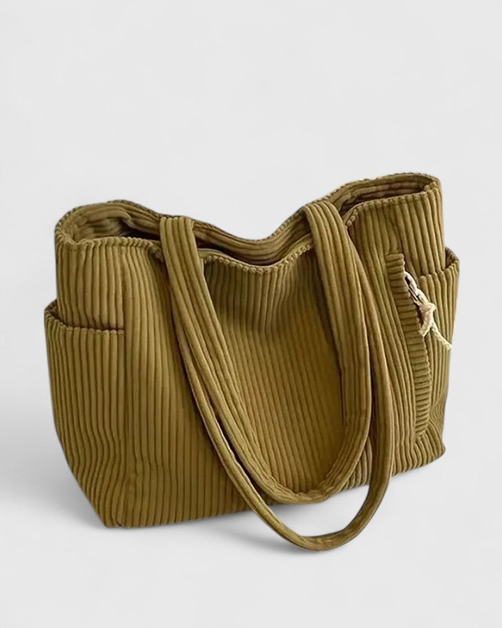 Sac fourre-tout à côtes avec design en cordon