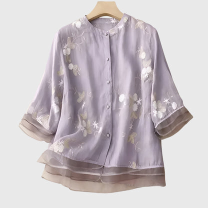 Blouse Florale Brodée pour Occasions Spéciales