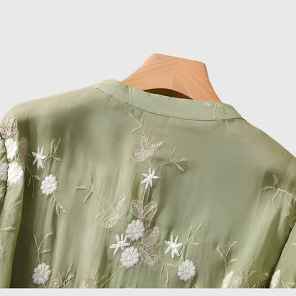 Blouse Florale Brodée pour Occasions Spéciales