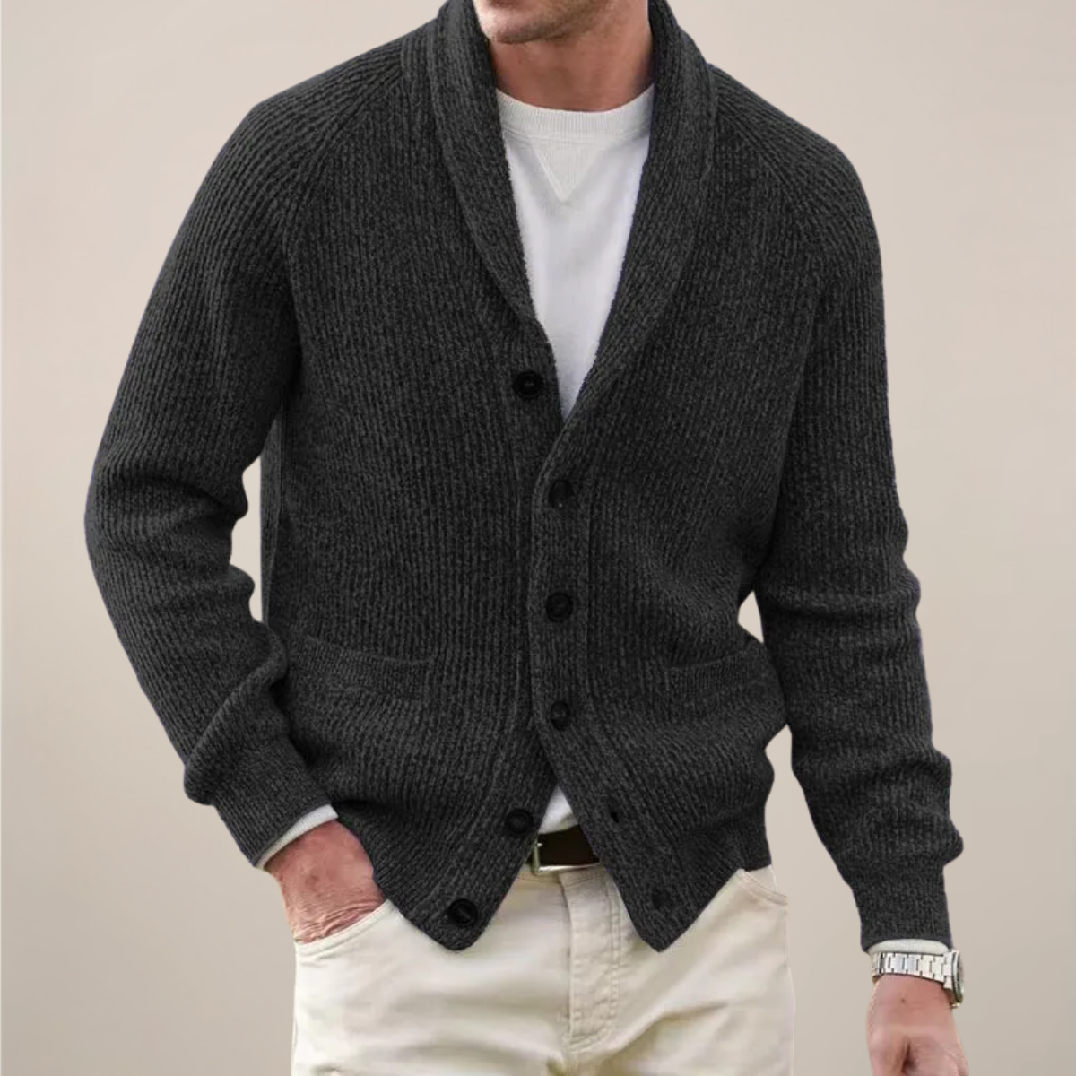 Cardigan pour hommes à col châle - Tricot élégant pour toutes les occasions