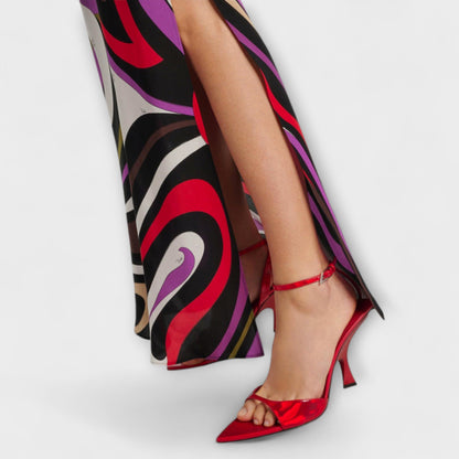 Robe Maxi Imprimée Marbre pour Événements Élégants