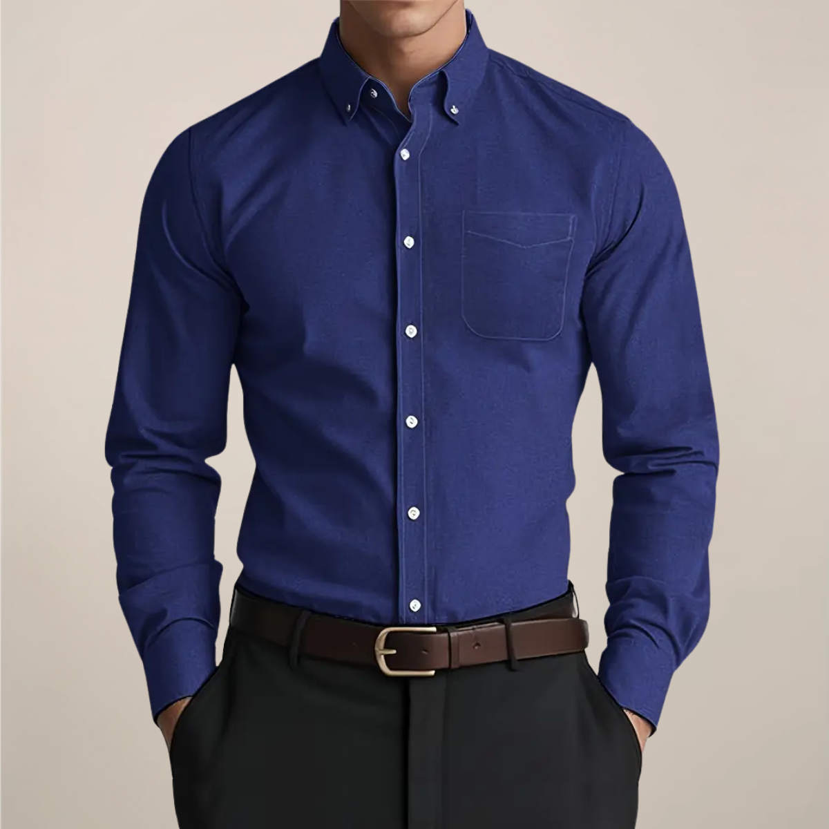 Chemise à Manches Longues pour Homme - Classique Boutonnée pour Toutes les Occasions
