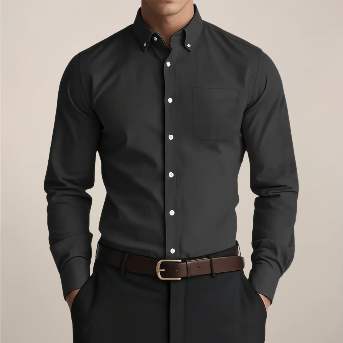 Chemise à Manches Longues pour Homme - Classique Boutonnée pour Toutes les Occasions