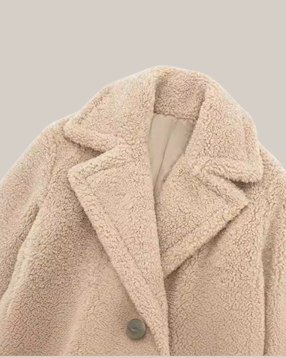 Manteau Long en Teddy pour Femmes - Vêtements d'Hiver Confortables avec Col Chic