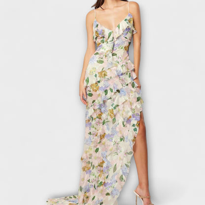 Robe Chic à Volants avec Imprimé de Bretelles pour Toutes Occasions