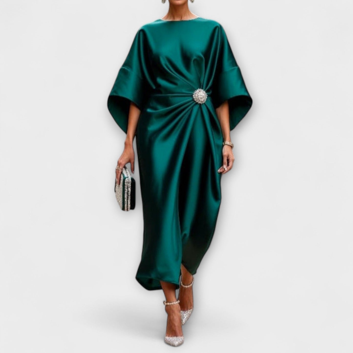 Robe Maxi Satin Élegante et Scintillante pour Occasions Spéciales