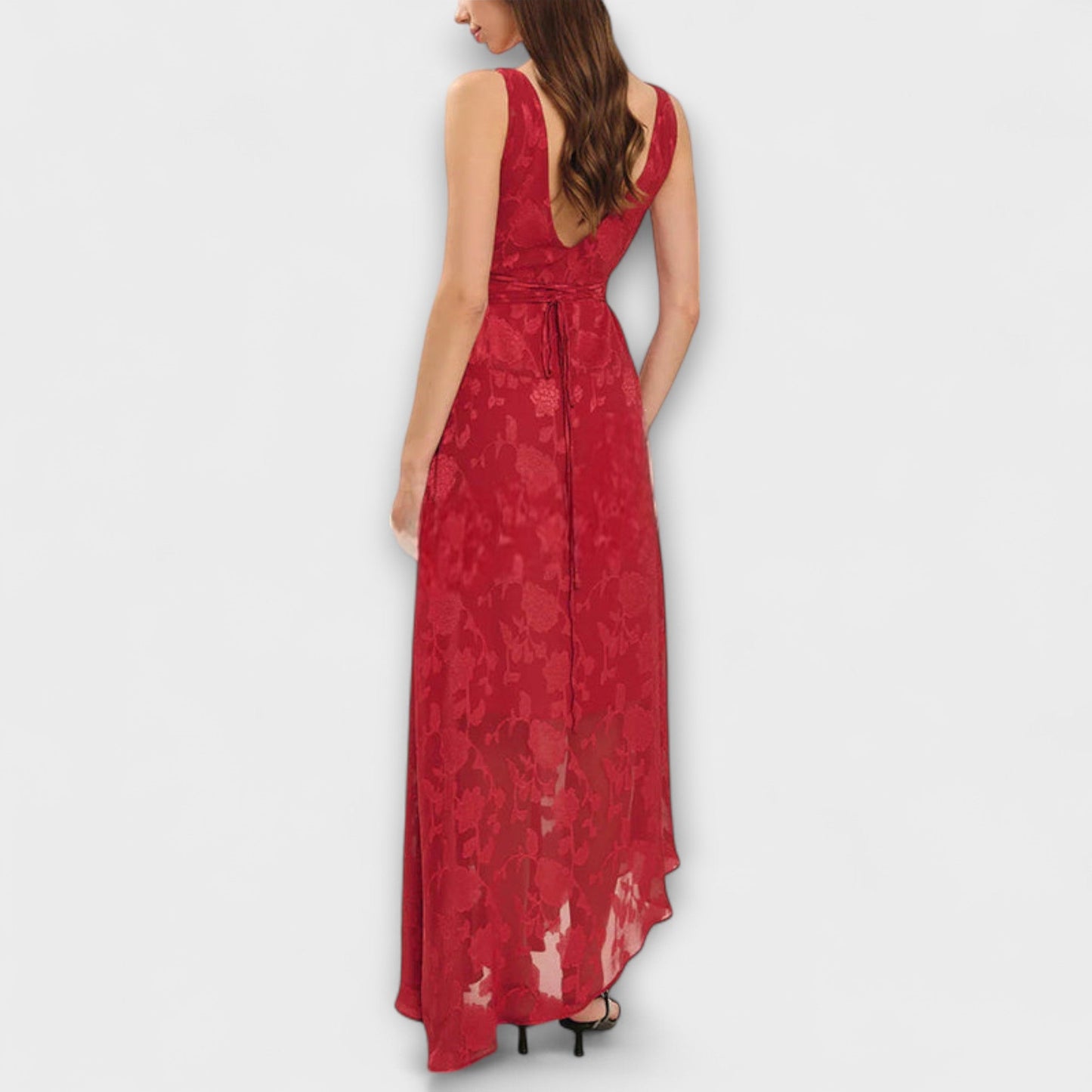 Opale - Robe Maxi Jacquard Chic Sans Dos pour Événements