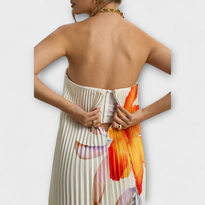 Robe Maxi Florale Orange Michelle pour Occasions Spéciales