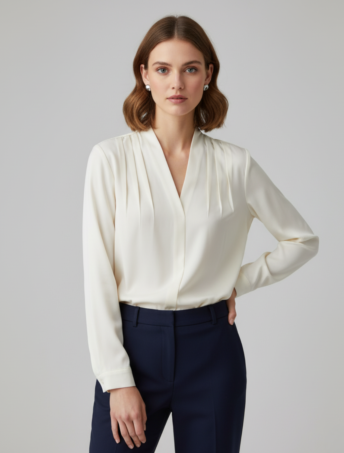 Blouse à Manches Bouffantes en Satin pour Occasions Chics