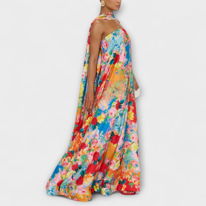 Robe Maxi Floral Sans Épaule pour Événements
