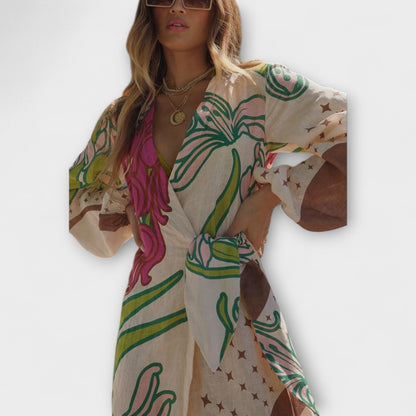 Tracey - Robe Maxi Élégante à Cravate pour Toutes Occasions