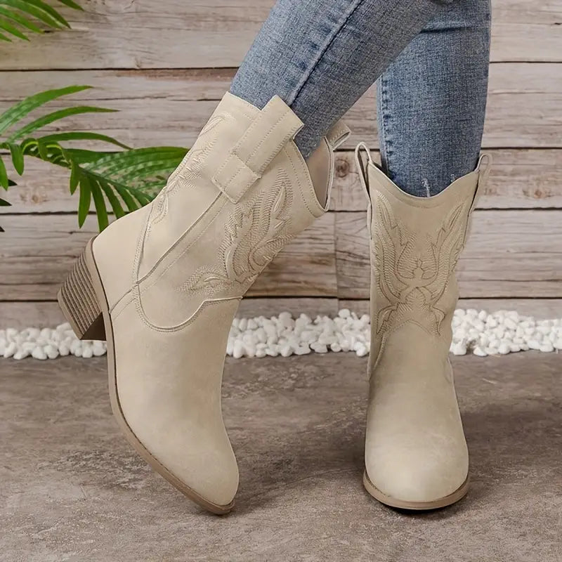 Ariana | Bottes de Cowboy à Talon Bloc Élégantes pour Femmes
